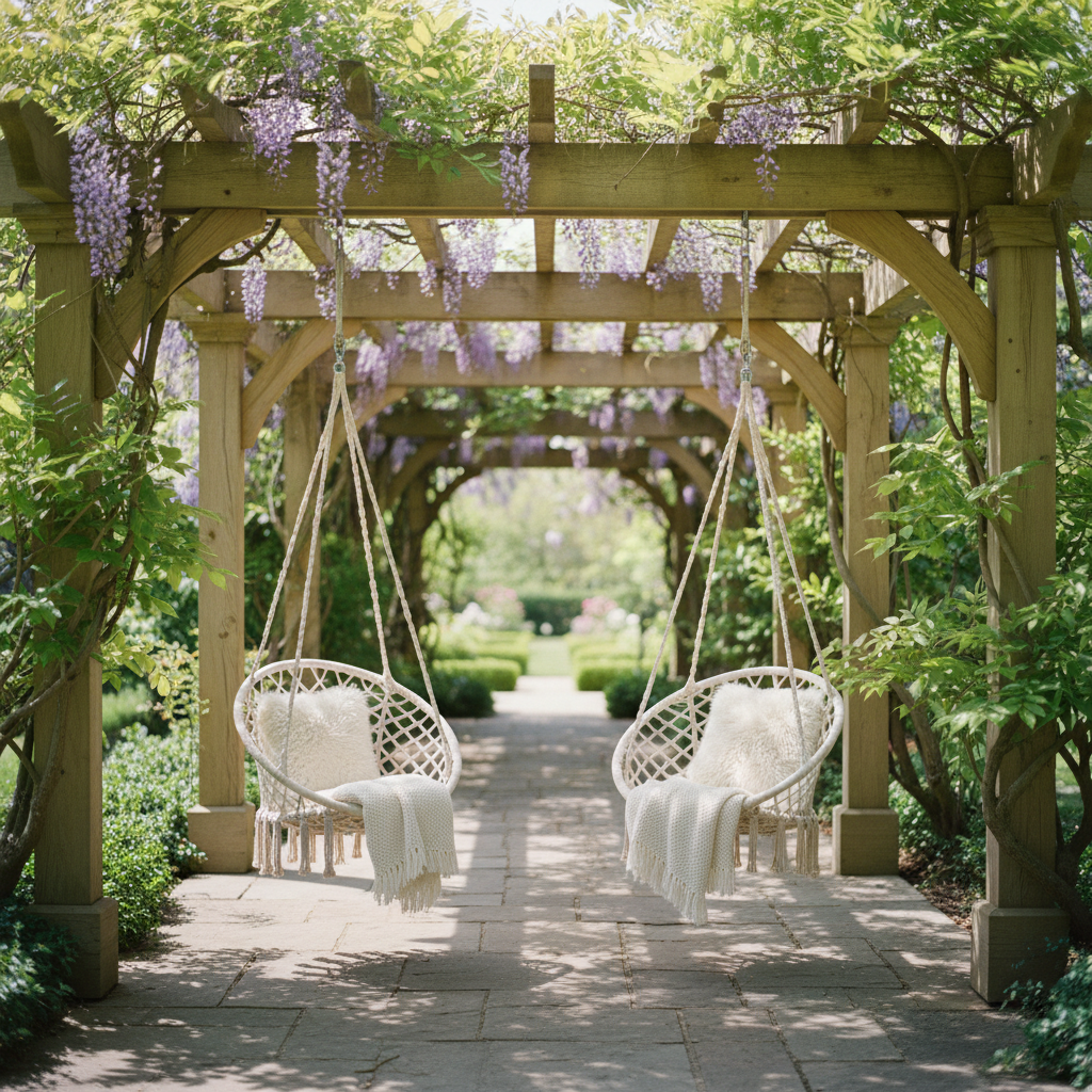 Relaxing Pergola with Hanging Swings