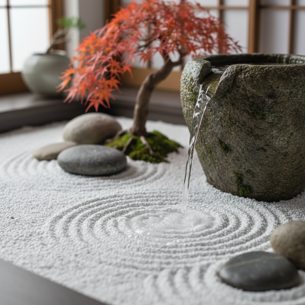 Serene Water Feature & Zen Garden