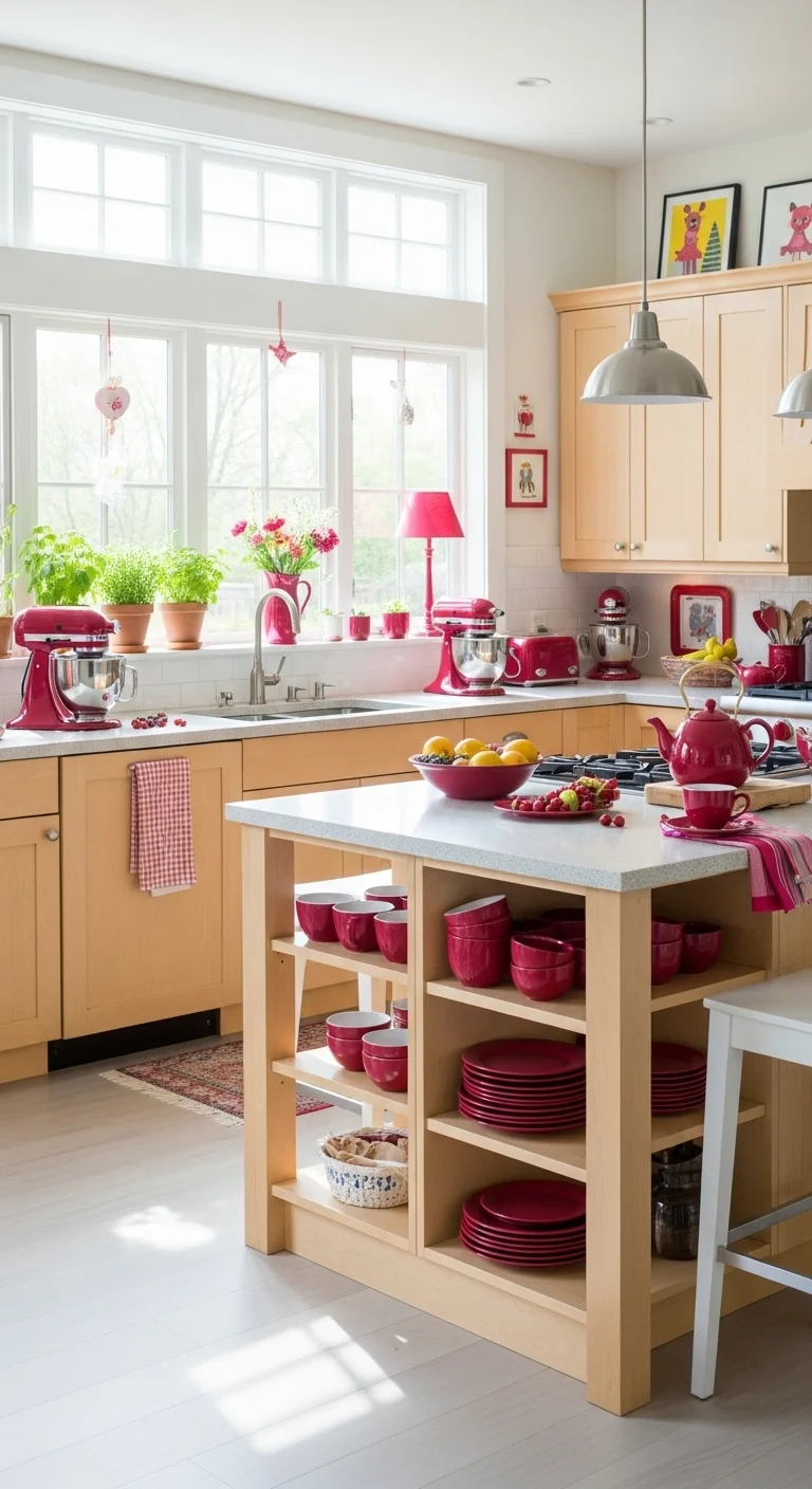 Birch Cabinets with Berry Undertones