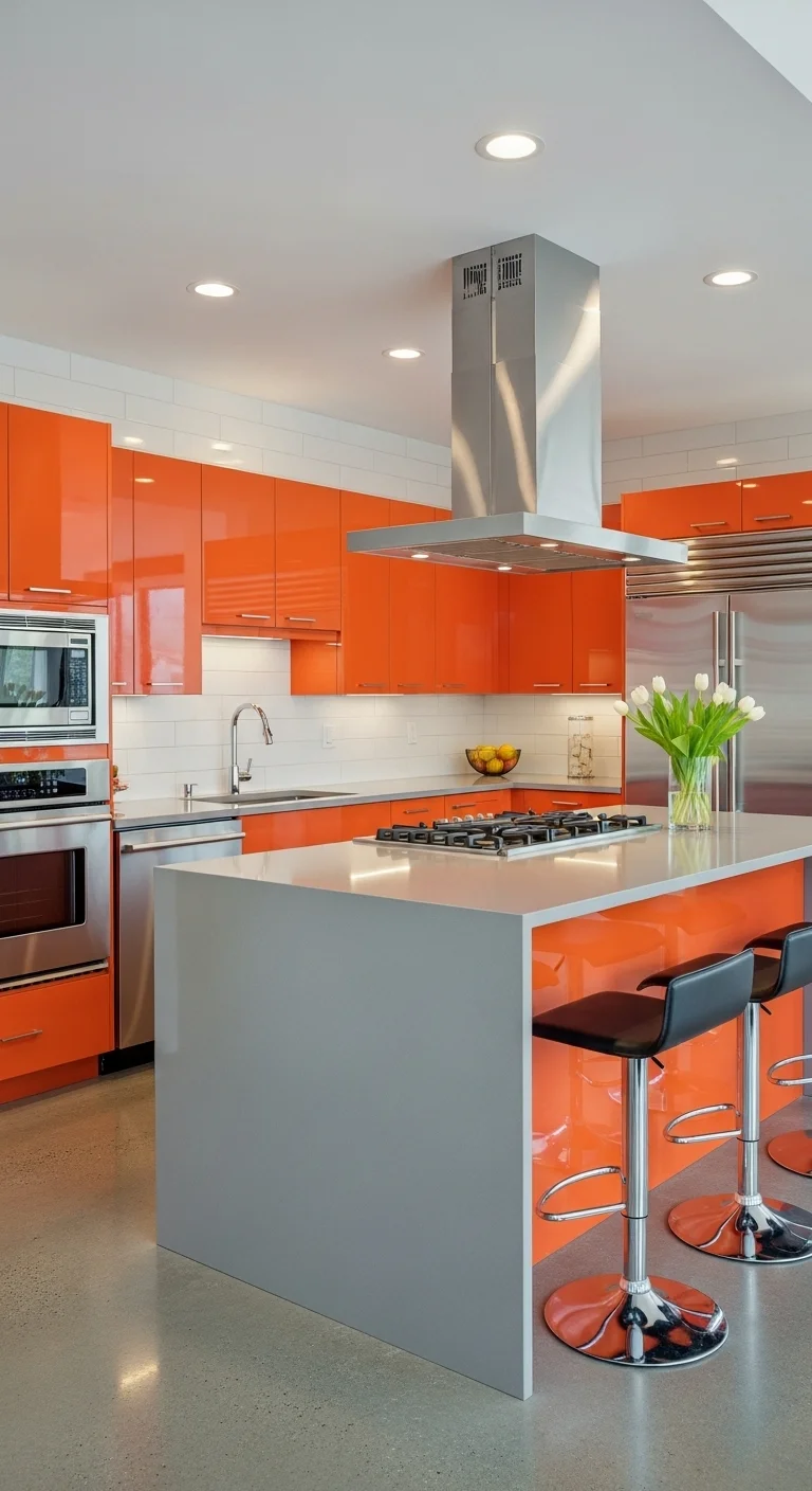 Bold Orange Cabinets