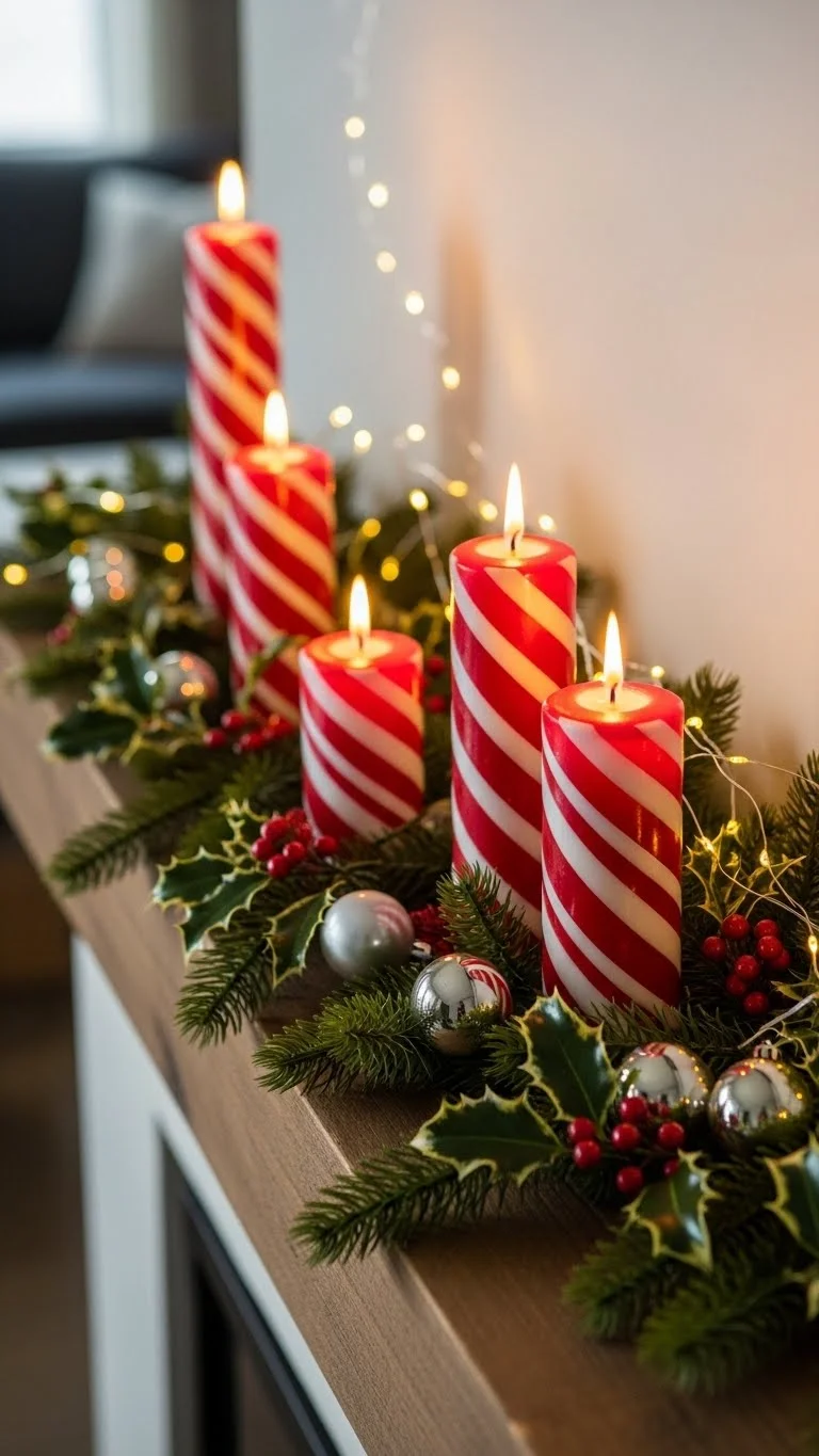 Charming Candy Cane Candles