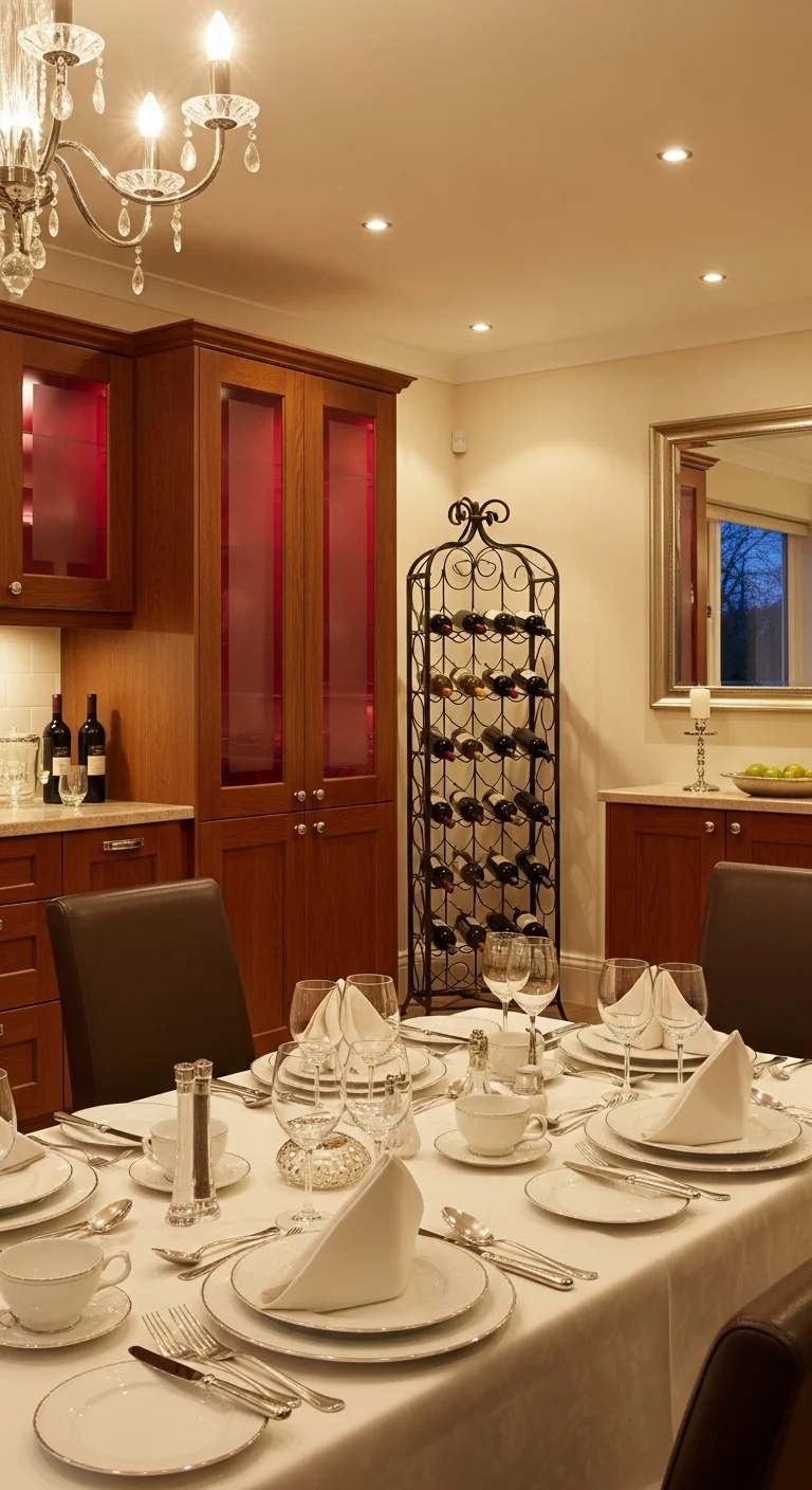 Cherry Wood and Wine-Red Accents