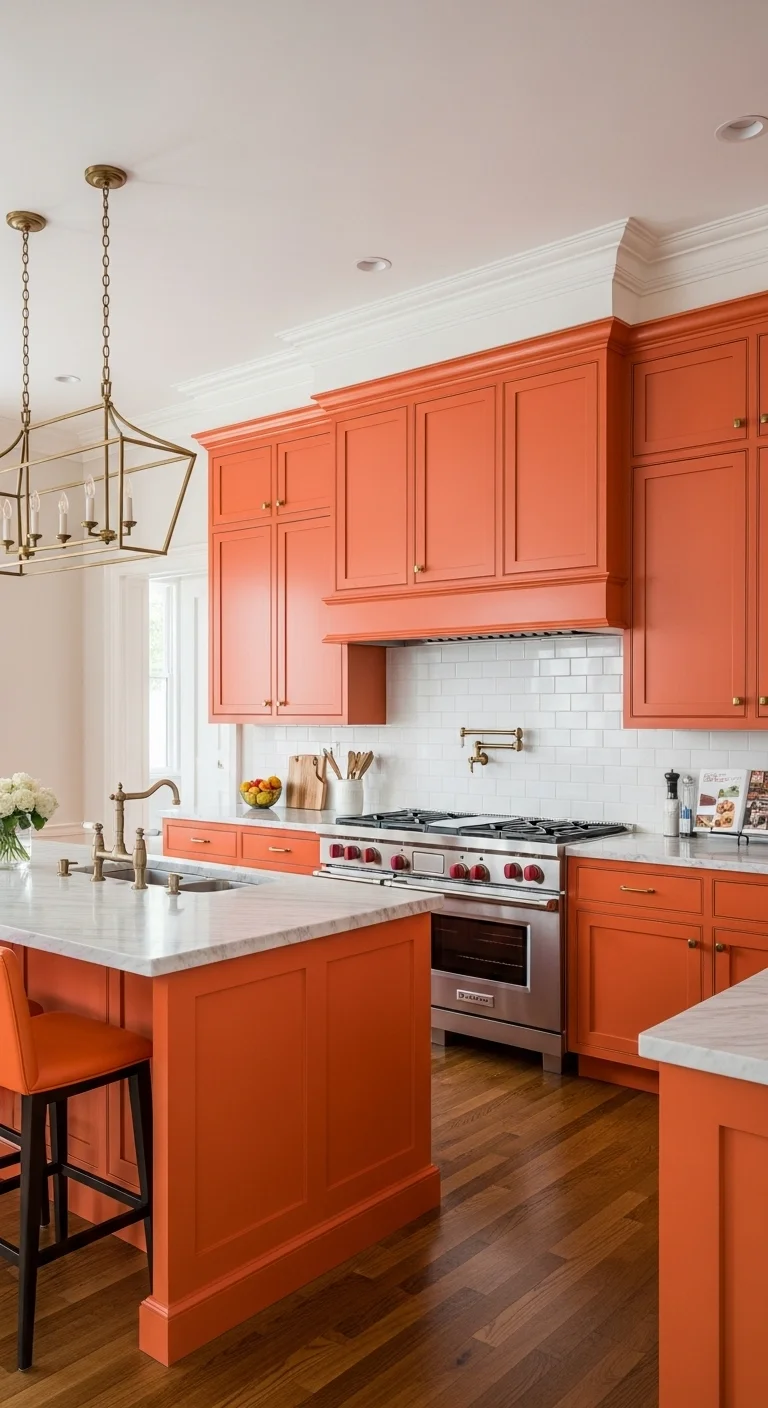Classic Meets Modern with Orange Cabinets