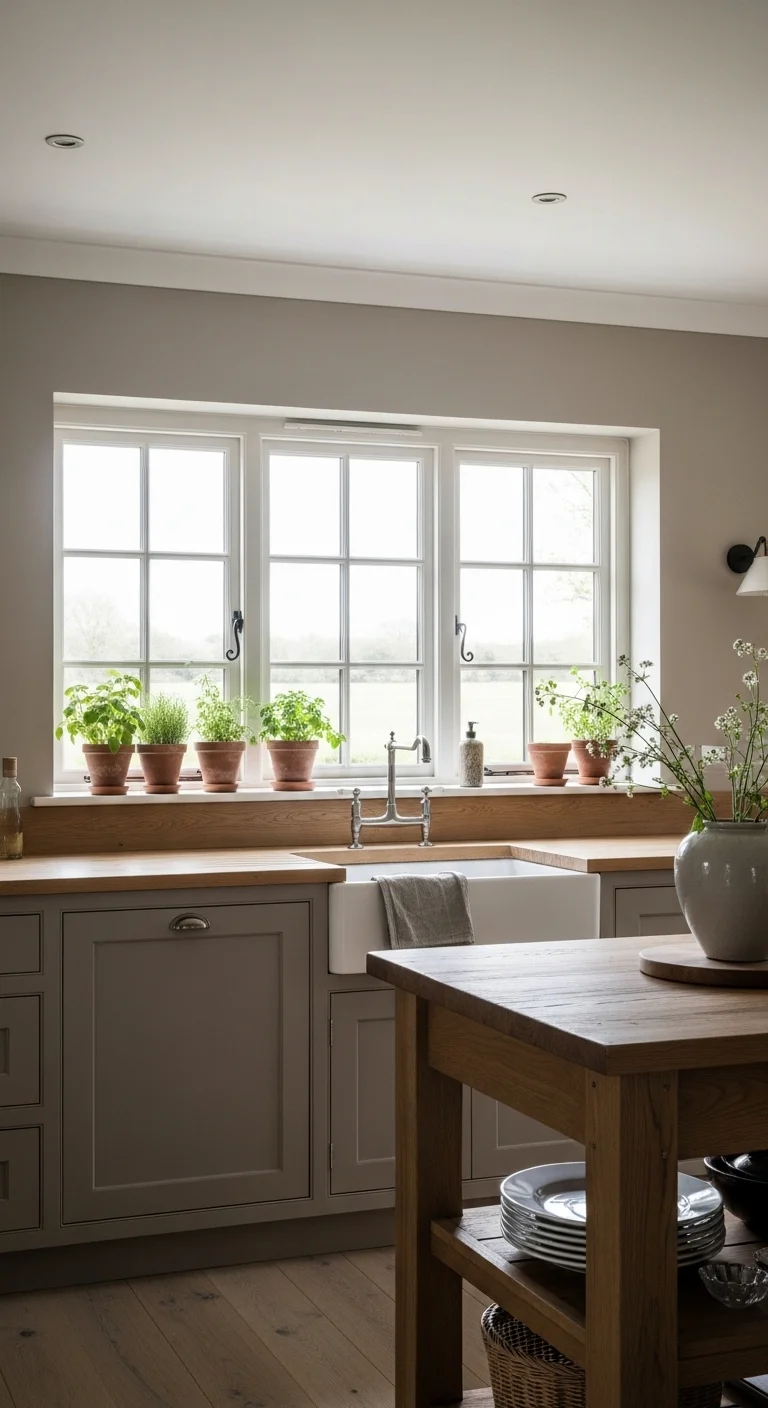 Earthy Taupe with Natural Wood Elements