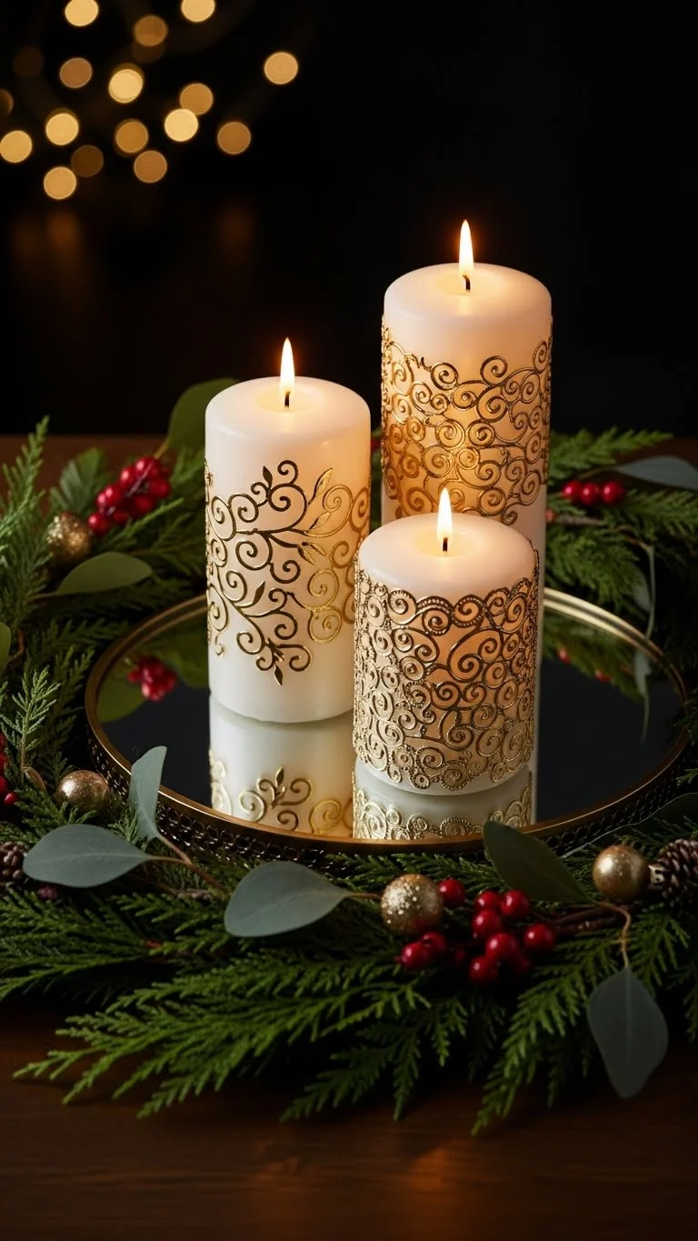 Elegant Gold and White Pillars