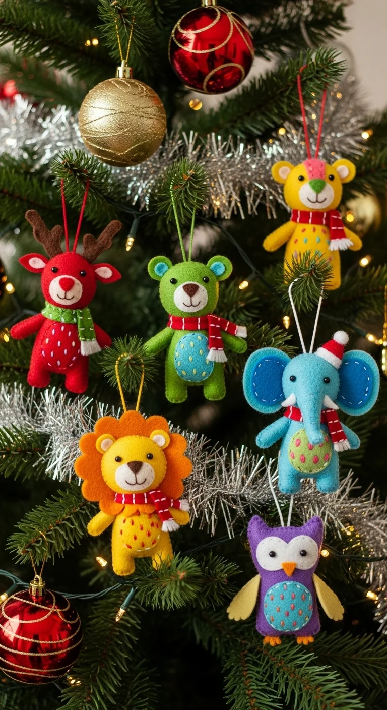 Festive Felt Animal Ornaments