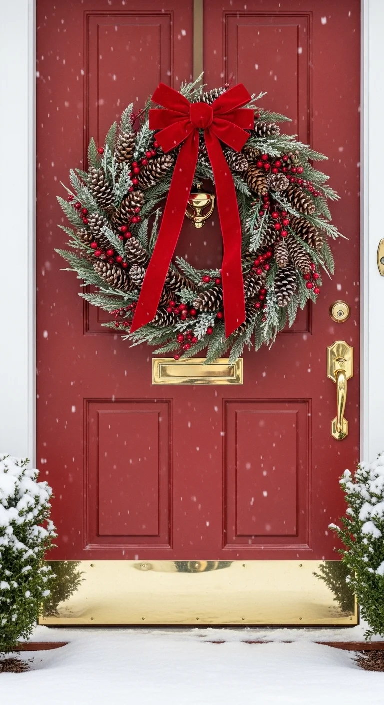 Festive Wreath with Pinecones