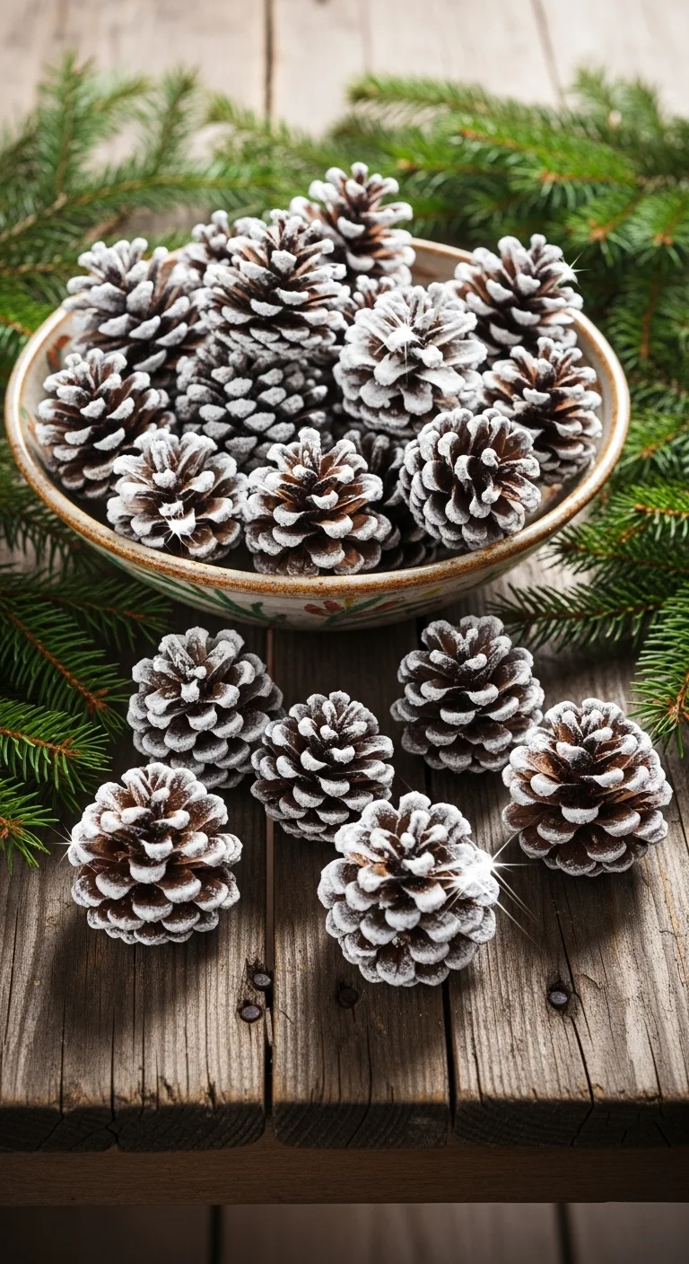Frosted Pine Cone Accents