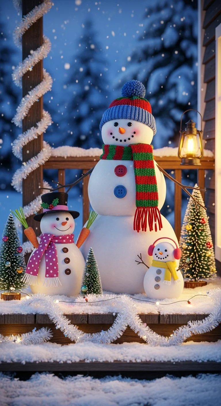 Glistening Snowman Family