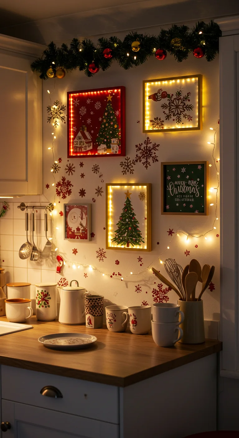 4. Radiant Wall Accents: Illuminate Your Kitchen with Seasonal Art