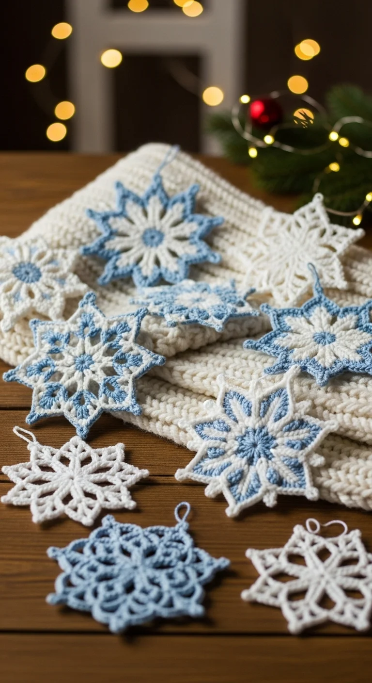 Knitted Snowflake Ornaments