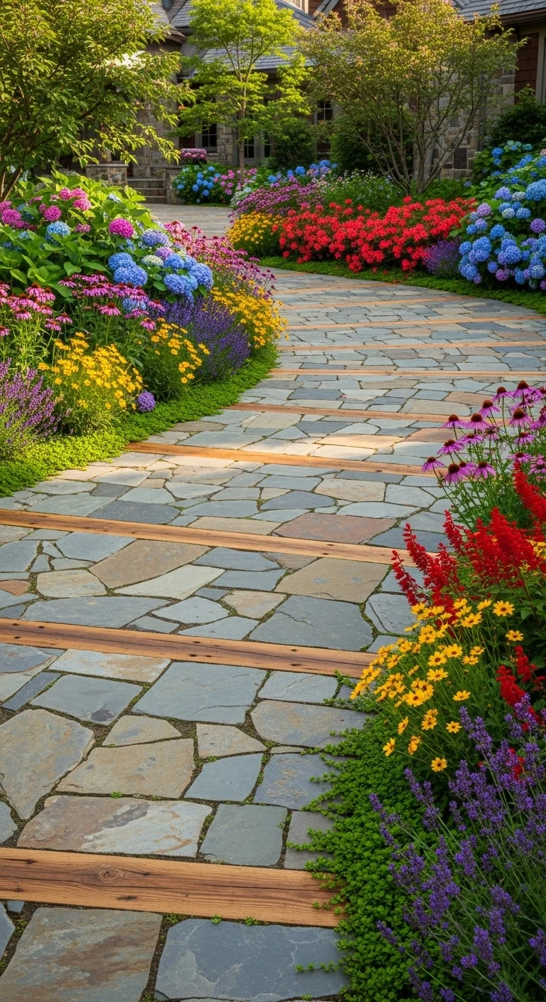 Natural Stone and Wood Combination