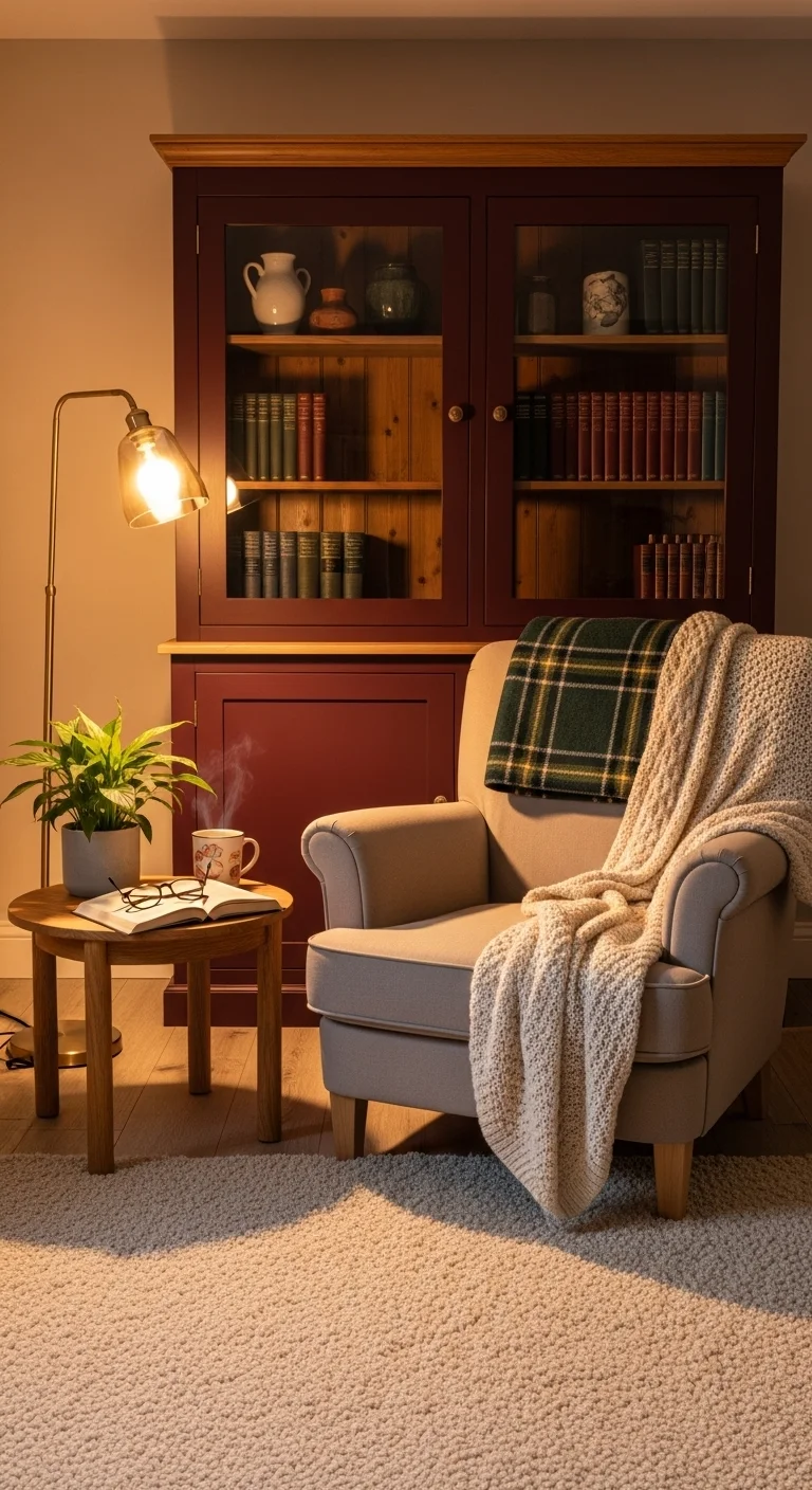 Pine and Burgundy for a Cozy Retreat