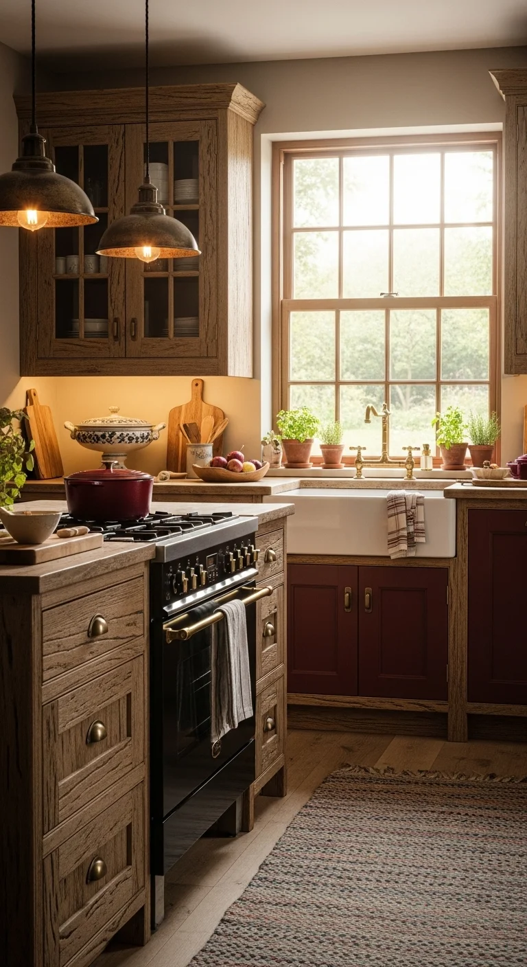 Rustic Charm with Deep Burgundy