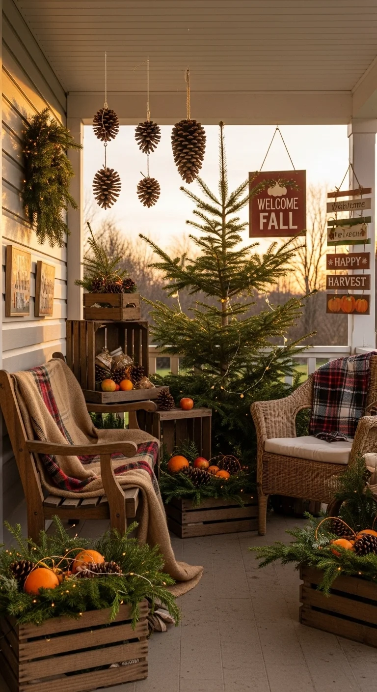 Rustic Wood and Pinecone Accents