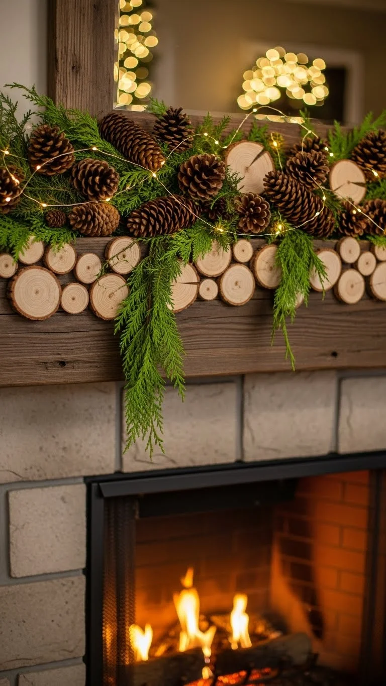 Rustic Wood and Pinecones