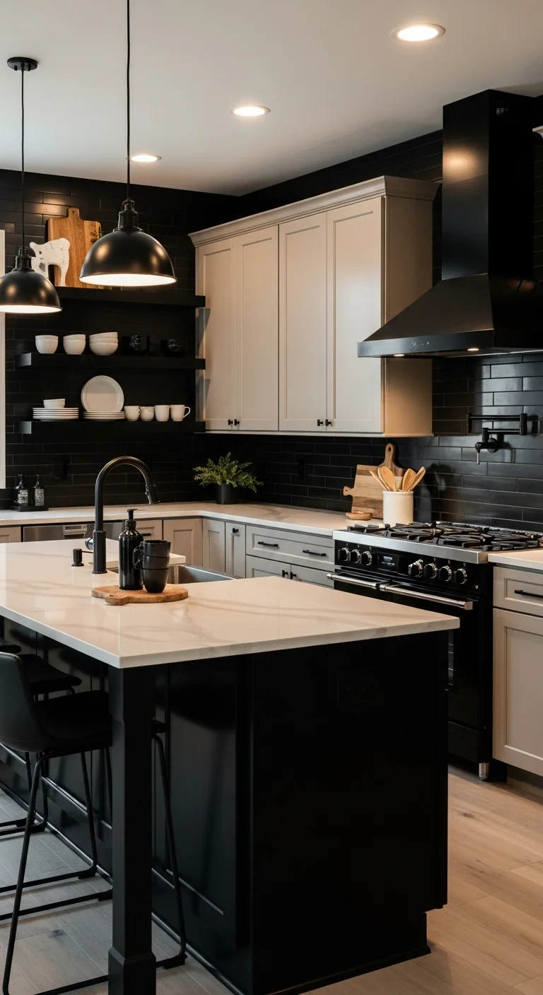 Taupe with Bold Black Contrasts