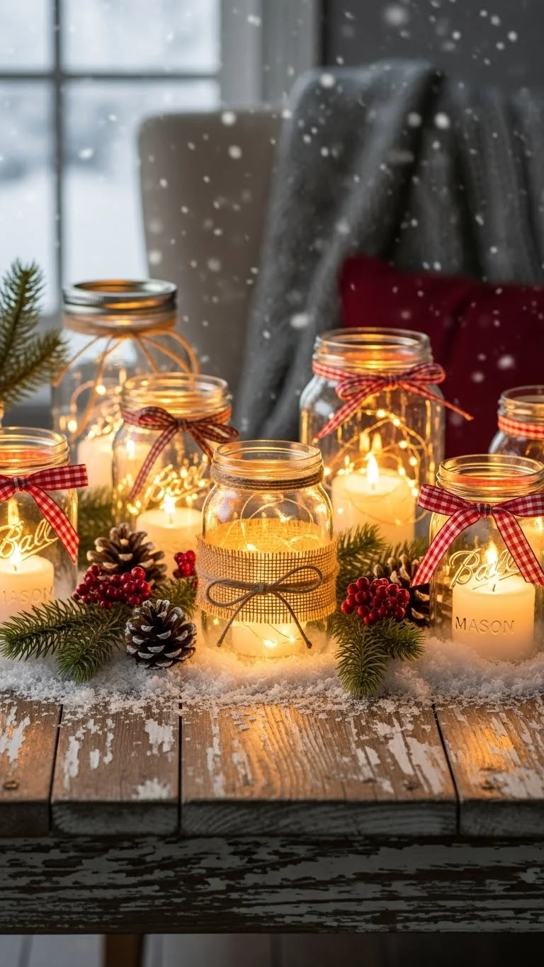 Twinkling Mason Jar Candles
