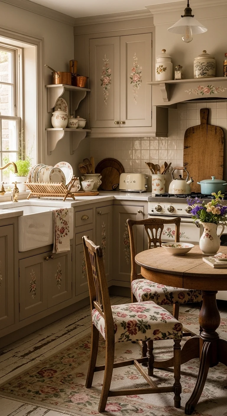 Vintage Charm with Taupe and Floral Touches