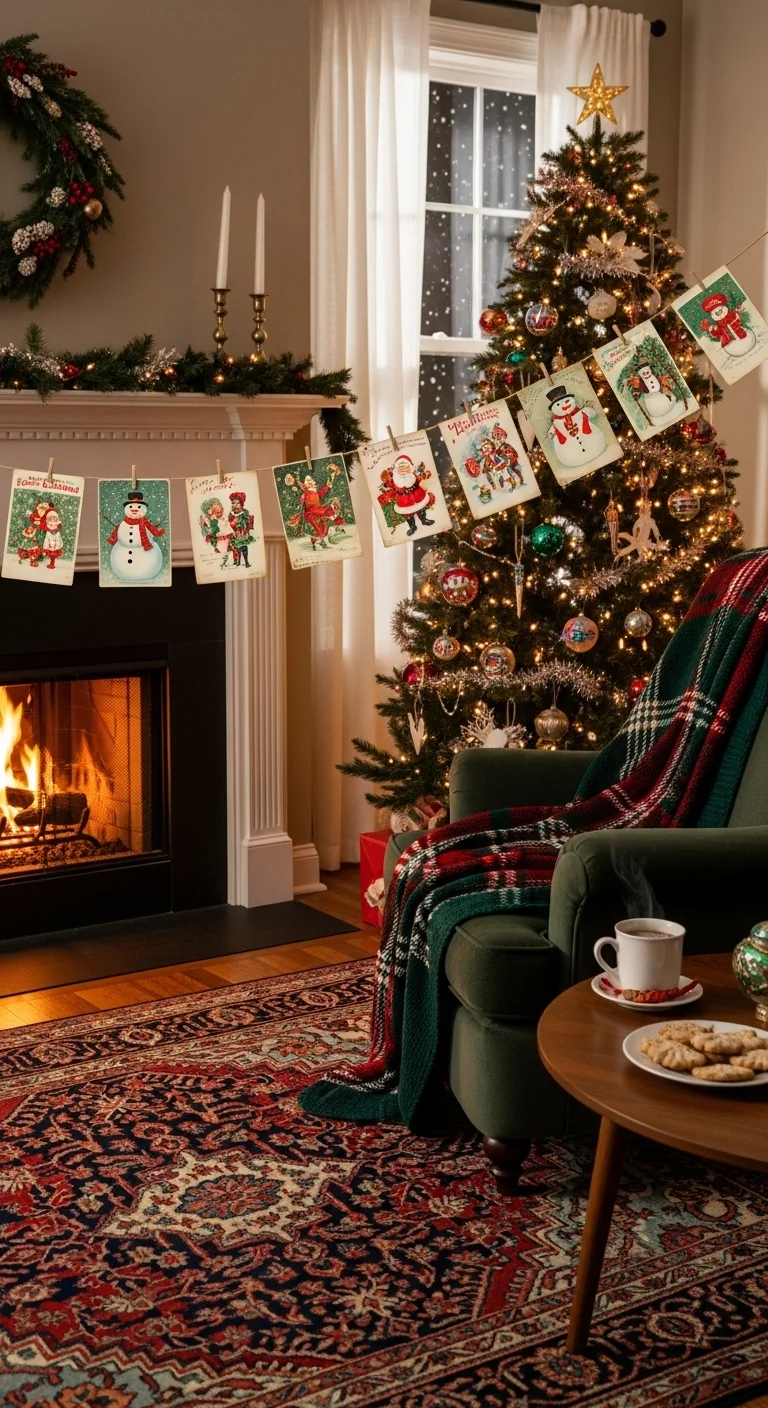 Vintage Christmas Cards Display