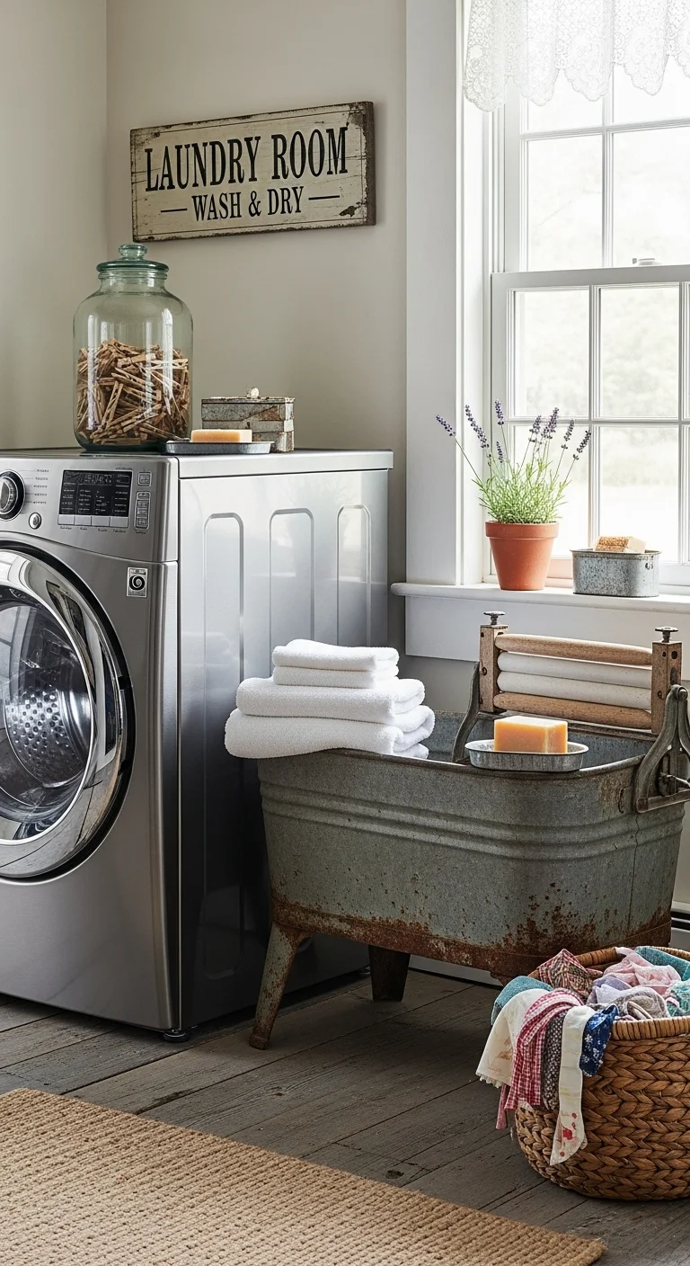 Vintage Wash Tubs Meet Modern Appliances